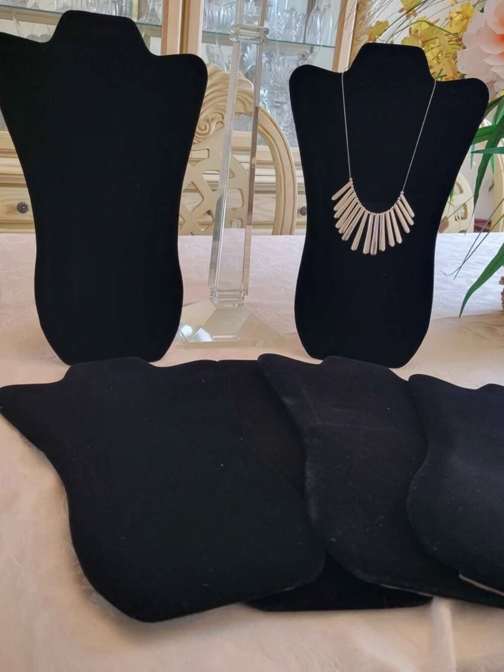 Black Velvet Necklace Display - Set of 6
